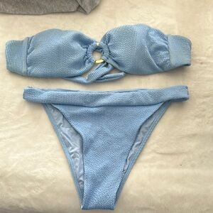 MONDAY SWIM Light Blue Textured Bikini Set